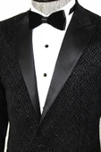 Simli Deseni Siyah Erkek Smokin Ceketi - Wessi thumbnail 7