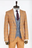Desenli Slim Fit Turuncu Erkek Takım Elbise - Wessi thumbnail 7