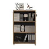 Rio 3 Raflı Kapaklı Kitaplık - Florida Meşe 72x109x34 cm thumbnail 3