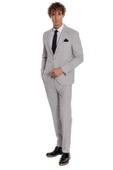 Çizgili İki Parça Gri Erkek Takım Elbise - Wessi thumbnail 6