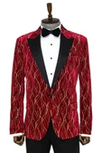 Desenli Koyu Kırmızı Erkek Smokin Ceket - Wessi thumbnail 1