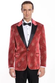 Nokta Desenli Sivri Yaka Bordo Erkek Smokin Ceket - Wessi thumbnail 7