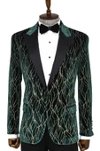 Desenli Koyu Yeşil Erkek Smokin Ceket - Wessi thumbnail 1