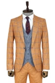 Desenli Slim Fit Turuncu Erkek Takım Elbise - Wessi thumbnail 1