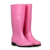 Kadın Pembe Uzun Yağmur Çizmesi, Su Geçirmez PVC, Kaymaz Taban, Günlük Outdoor Kullanım thumbnail 6