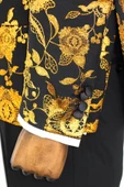 Sarı Çiçek Desenli Siyah Erkek Smokin Ceket - Wessi thumbnail 7