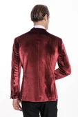 Kadife Slim Fit Bordo Erkek Smokin Ceket - Wessi thumbnail 9