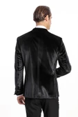 Kadife Slim Fit Siyah Erkek Smokin Ceket - Wessi thumbnail 10