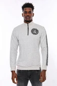 Gri Fermuarlı Baskılı Sweatshirt - Wessi thumbnail 2