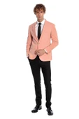 Geniş Sivri Yakalı Kadife Pembe Erkek Ceket - Wessi thumbnail 6
