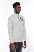 Gri Fermuarlı Baskılı Sweatshirt - Wessi thumbnail 3