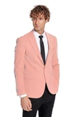 Geniş Sivri Yakalı Kadife Pembe Erkek Ceket - Wessi thumbnail 5