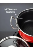 Lilium Içi Titanyum Dışı Emaye 7 Parça Tencere Tava Seti thumbnail 6