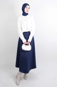 Tesettür Etek Mevlana Kloş Scuba Etek Lacivert thumbnail 2