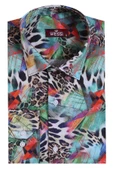 Leopar Desenli Slim Fit Uzun Kollu Çok Renkli Erkek Gömlek - Wessi thumbnail 5