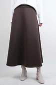 Tesettür Etek Mevlana Kloş Scuba Etek Kahverengi thumbnail 1