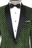 Nokta Desenli Slim Fit Koyu Yeşil Erkek Smokin Ceket - Wessi thumbnail 2