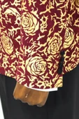 Gold Gül Desenli Slim Fit Bordo Erkek Smokin Ceket - Wessi thumbnail 8
