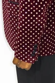 Nokta Desenli Slim Fit Bordo Erkek Smokin Ceket - Wessi thumbnail 7