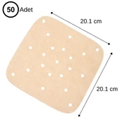 150 Adet Kare Delikli Air Fryer Tek Kullanımlık Pişirme Kağıdı 20,1x20,1 cm thumbnail 6