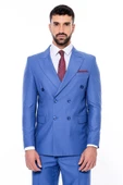 Kruvaze Slim Fit Mavi Erkek Takım Elbise - Wessi thumbnail 7
