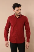 Desensiz Slim Fit Bordo Kırmızı Erkek Gömlek - Wessi thumbnail 3