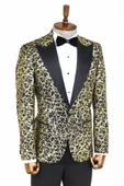 Kök Desenli Sivri Yaka Siyah Erkek Smokin Ceket - Wessi thumbnail 7