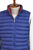Çift Taraflı Kapitone Dik Yaka İndigo Mavi Erkek Kışlık Şişme Yelek - Wessi thumbnail 2