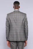 Ekose Bej Ceket Yelek Pantolon Düz Erkek Takım Elbise - Wessi thumbnail 7