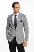 Sivri Yaka Slim Fit Füme Erkek Ceket - Wessi thumbnail 4