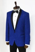 Şal Yaka Simli Lacivert Erkek Smokin Ceket - Wessi thumbnail 6