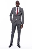 Çizgili Ceket Pantolon Gri Erkek Takım Elbise - Wessi thumbnail 3