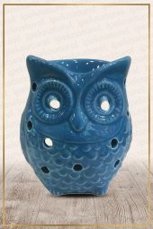 İpeknaturel Dekoratif Çeşitli Renklerde Seramik Baykuş Buhurdanlık Mavi - 1