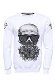 Baskılı Beyaz Bisiklet Yaka Sweatshirt - Wessi thumbnail 1