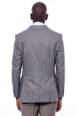 Ekose Çizgili Slim Fit Gri Erkek Ceket - Wessi thumbnail 8