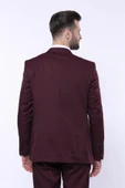 Kendinden Desenli Sivri Yaka Bordo Yelekli Takım Elbise | Wessi thumbnail 10