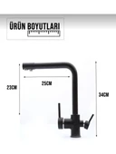 Siyah Lüx 3 Yollu Arıtma Çıkışlı Aç Kapa Mutfak Eviye Musluk Bataryası thumbnail 3