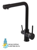 Siyah Lüx 3 Yollu Arıtma Çıkışlı Aç Kapa Mutfak Eviye Musluk Bataryası thumbnail 2