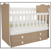 Babyhope 910-56 Meşe 60x120 4 Çekmeceli Sallanan Asansörlü Mobilya Beşik Karyola - 1