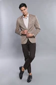 Penye Bej Slim Fit Ceket | Wessi thumbnail 3