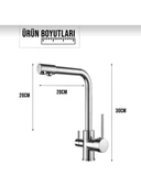 Fuma Collection Krom Lüx 3 Yollu Arıtma Çıkışlı Aç Kapa Mutfak Eviye Musluk Bataryası thumbnail 4