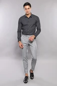 Çizgi Desen Gri Erkek Kumaş Pantolon - Wessi thumbnail 2
