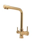 Gold Lüx 3 Yollu Arıtma Çıkışlı Aç Kapa Mutfak Eviye Musluk Bataryası thumbnail 5