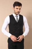 Siyah Kruvaze Yelekli Gri Erkek Takım Elbise - Wessi thumbnail 6