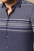Lacivert Pano Desenli Erkek Gömlek - Wessi thumbnail 2