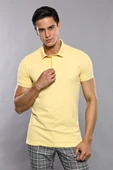 Polo Yaka Düz Sarı T-shirt | Wessi thumbnail 3