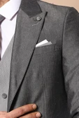 Çizgili Füme Ceket Gri Yelekli Takım Elbise - Wessi thumbnail 2