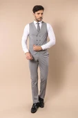 Çizgili Füme Ceket Gri Yelekli Takım Elbise - Wessi thumbnail 5