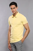 Polo Yaka Düz Sarı T-shirt | Wessi thumbnail 1