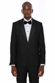 Siyah Şal Yaka Simli Erkek Smokin Ceket - Wessi thumbnail 4